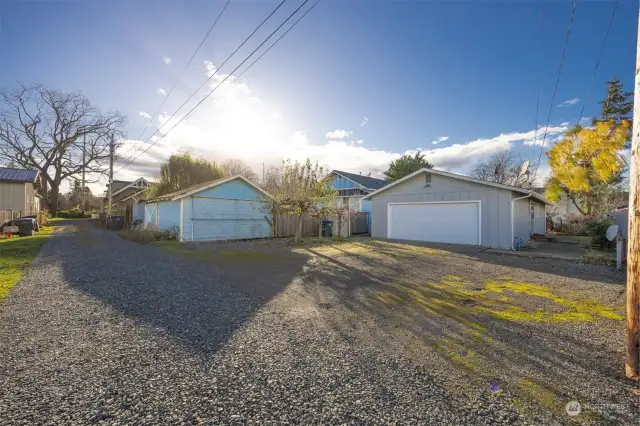 Looking to the west down the alley from the back of the property.