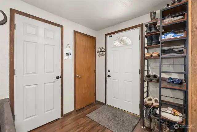 Front entry, hall closet and pantry