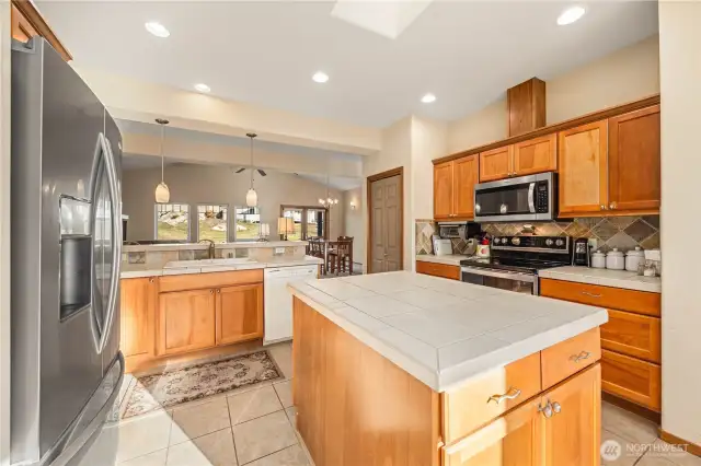 Ample cabinets and storage.