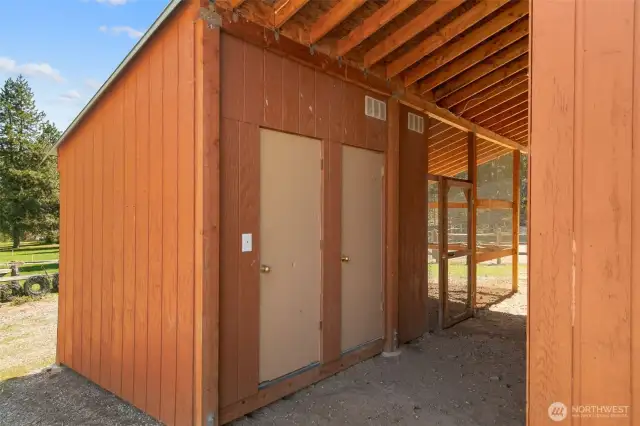 Coop area, hen house and storage