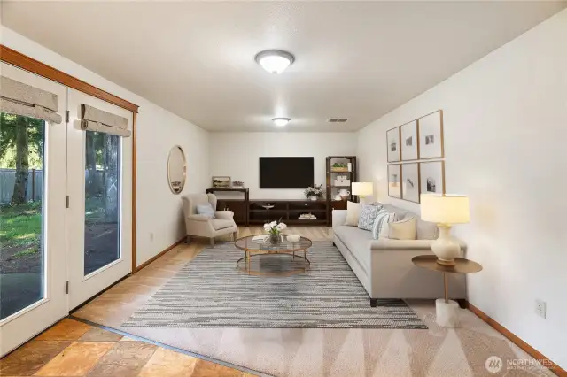 Family room virtually staged