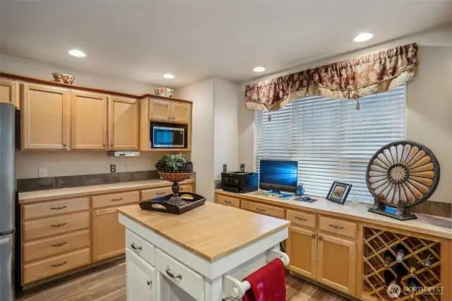 counter makes good little office/homework space in kitchen.