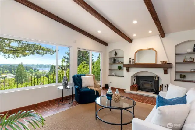 Wood burning fireplace