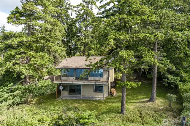 Drone view of back of home