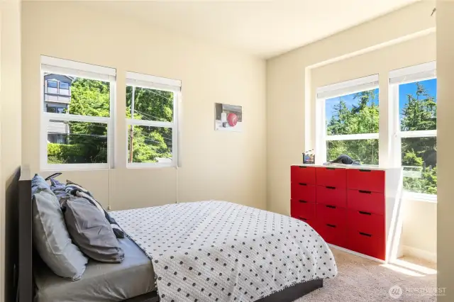Bedrooms also have  9 foot ceilings
