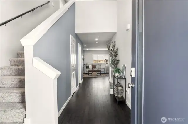 Wide Entry hallway and engineered vinyl flooring