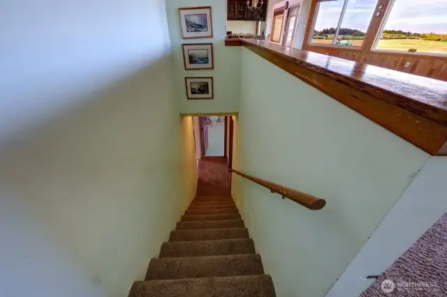 Stairway from the main floor to the upper floor