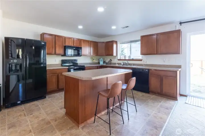 Spacious Kitchen with Island.