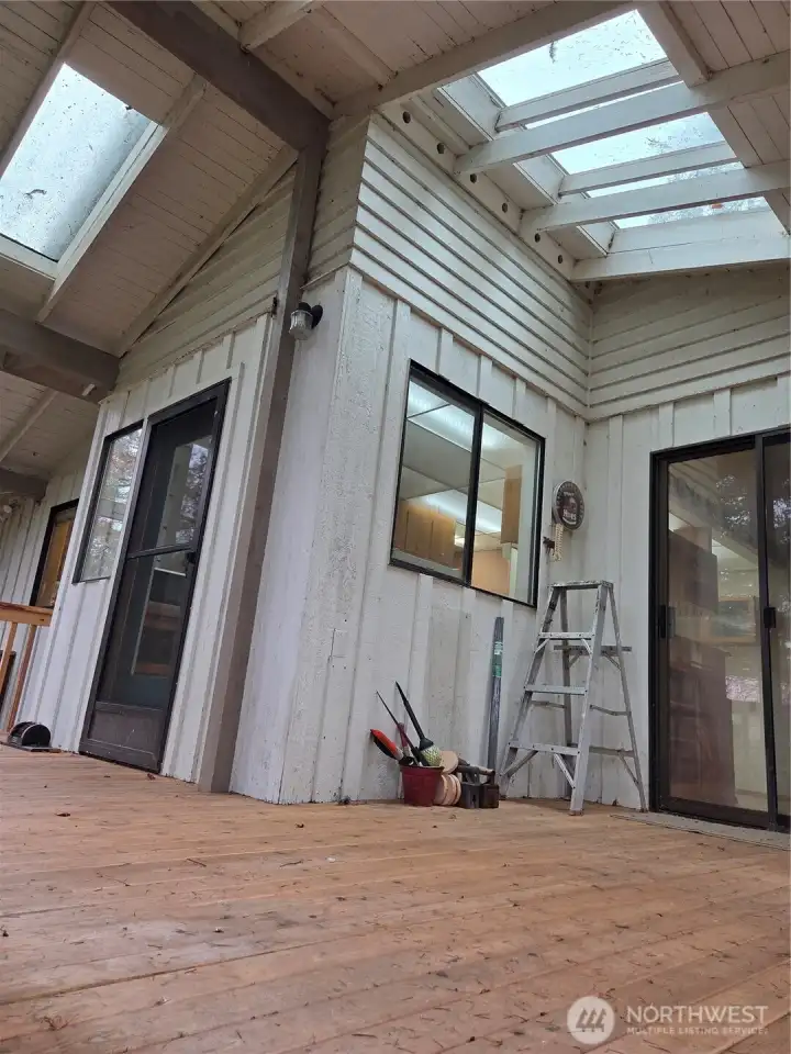 alt view of back deck and skylights.