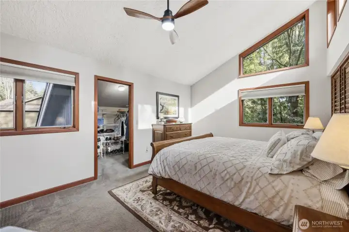 Another view of the primary bedroom. Note the walk-in closet.