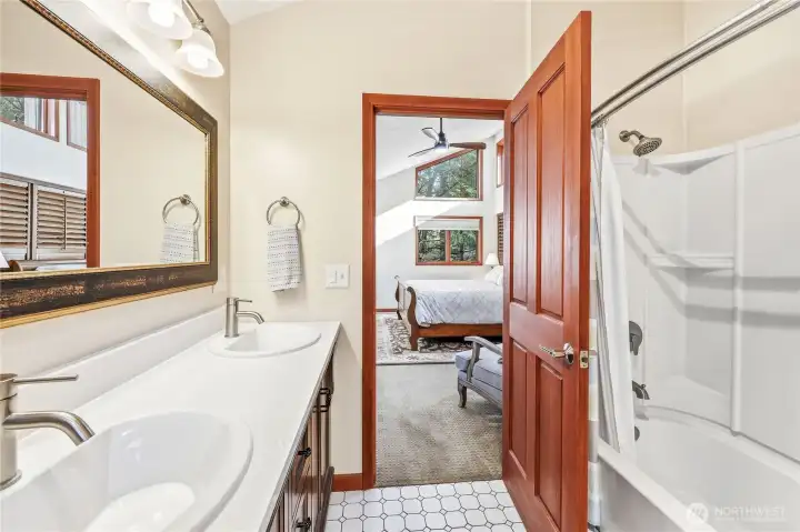 Another view of the full bathroom on the upper level.