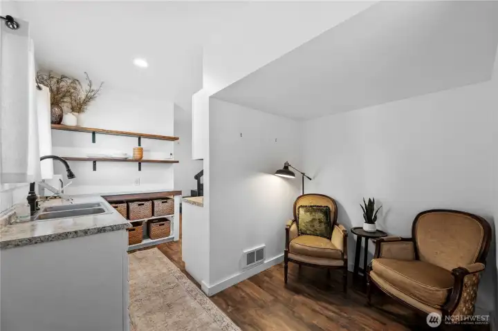 Welcoming entry into cozy seating area.