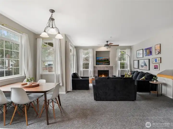 Cozy up around the gas fireplace in the winter!