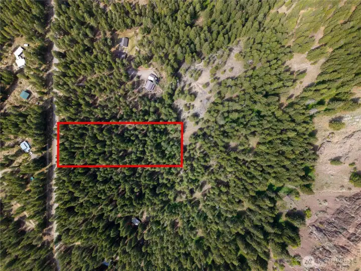 Birds eye view of this private parcel- ready for you!