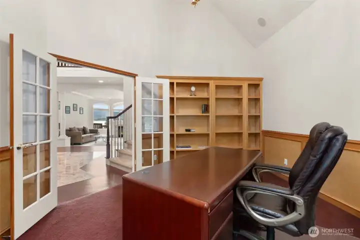 Large office space with french doors.