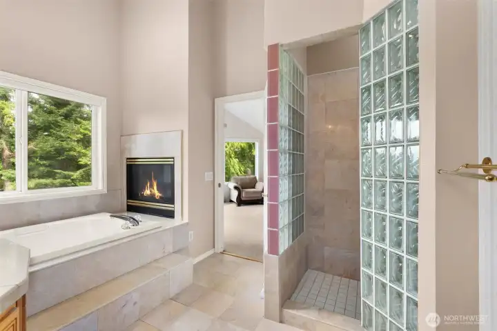 Large walk-in shower.
