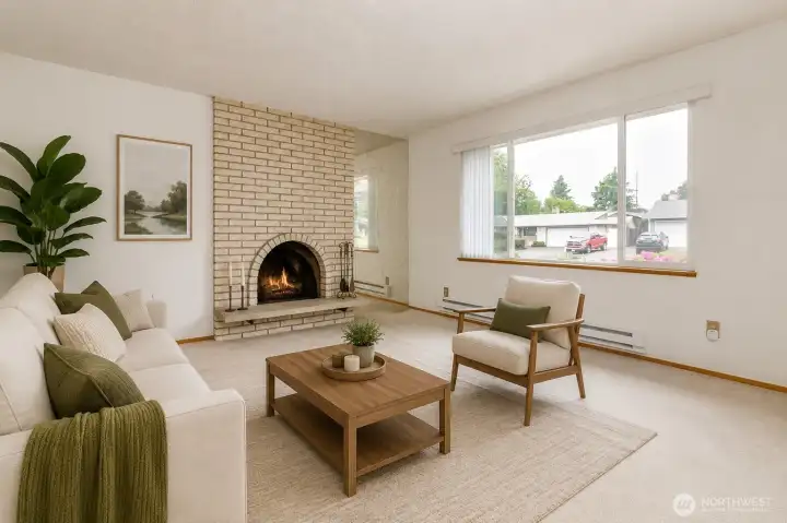 Living room with bright large window Living room with bright large window