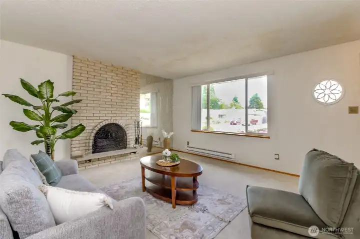 Living room with bright large window Living room with bright large window