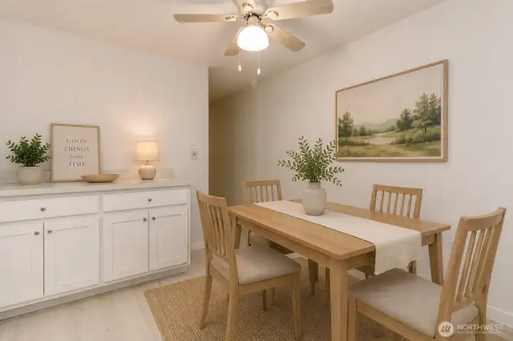 Dining room area into kitchen Dining room area into kitchen