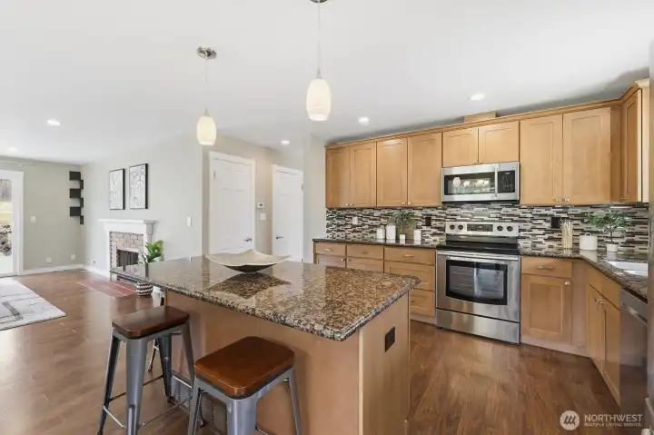 Designer tile backsplash.