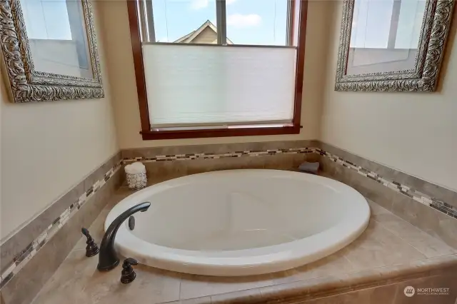 Large bathtub in primary bathroom