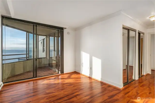 First bedroom area leading to West Side Balcony.