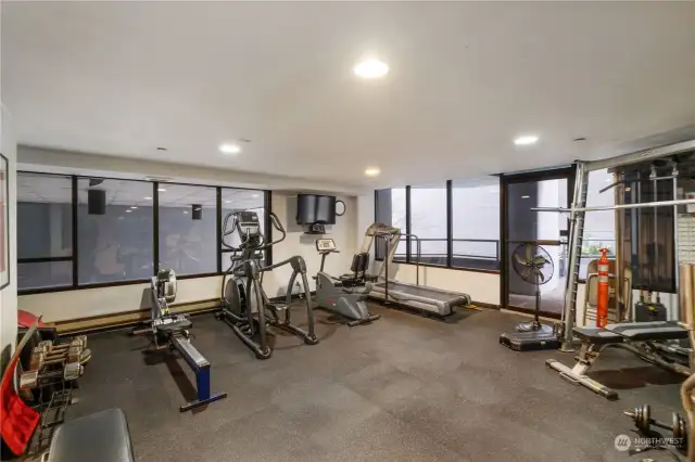 Fitness center on second floor.