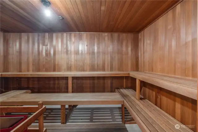 Inside sauna on second floor.