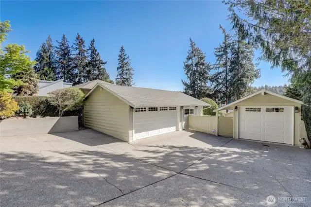 2-car garage on left, Boathouse-garage on right.