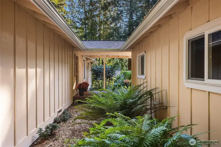 Breeze-way between the house and detached garage