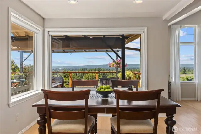 Light filled dining area.