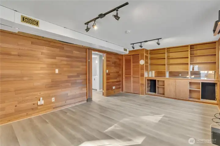 Downstairs family room/den. Would make a great theater room or game room!