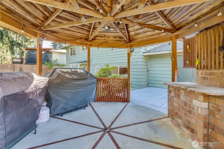 Gazebo had a built-in fireplace that you can refurbish.
