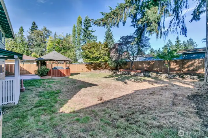 Fully fenced back yard.