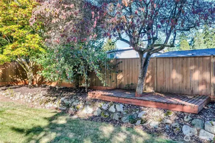 Your own crab apple tree! And the neighbor's pear tree tends to hang over as well.