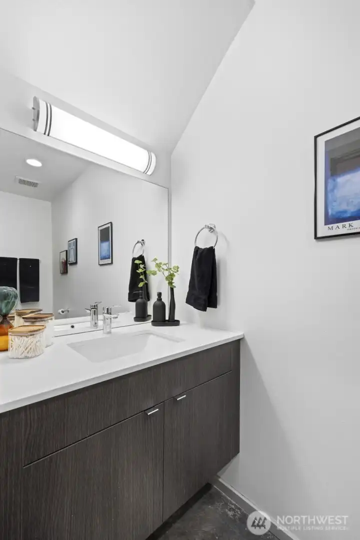 A third full bathroom on the lower level.