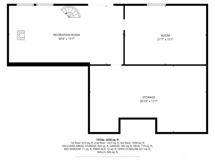 Daylight basement level with a huge recreation room, bonus room, and extensive storage—ideal for media, gym, guests, or a future studio setup.