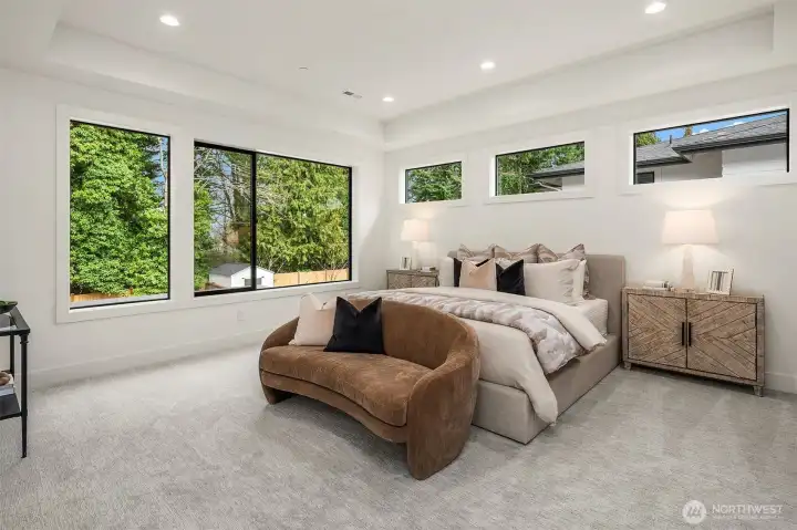 Designer primary suite with 5-piece bath