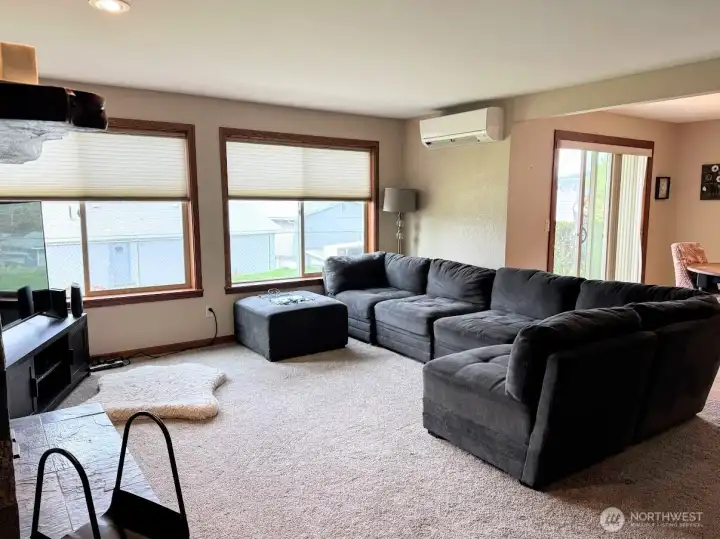 Lots of windows/light in living & kitchen area