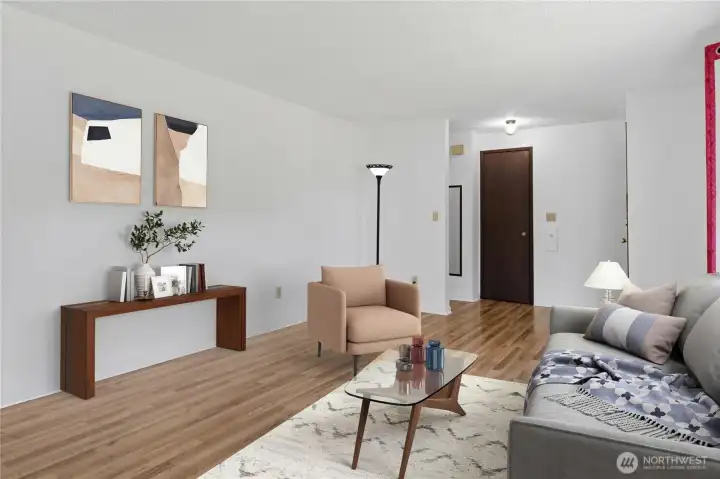 Living room virtually staged