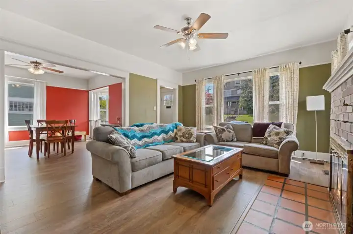 Nice open living room with lots of windows.