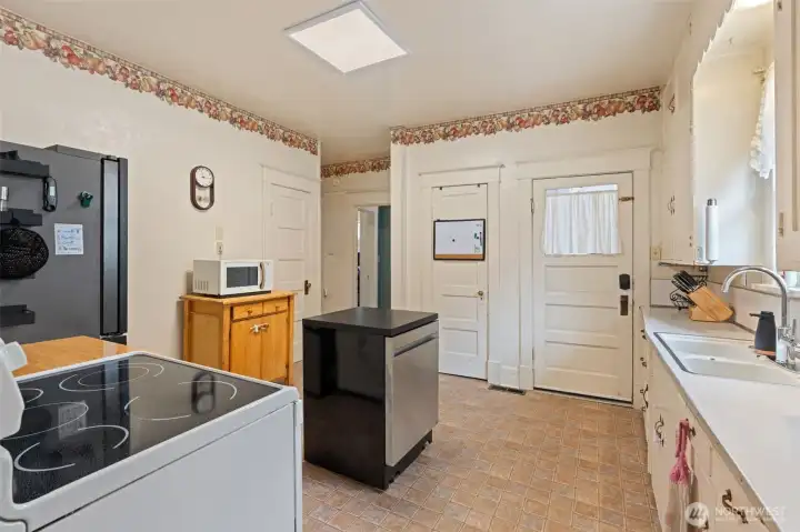 Large pantry to the left of the back porch.