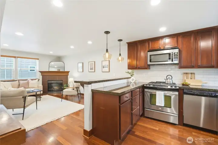 Open concept kitchen and living area make this the heart of the home