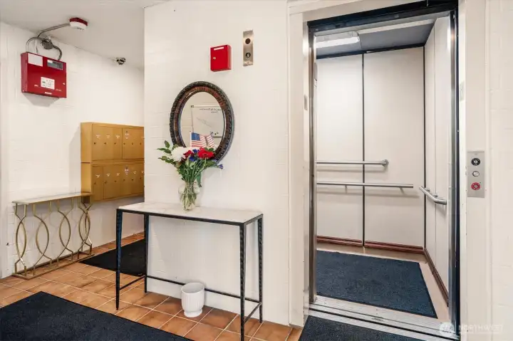 Elevator on the ground floor provides easy access to all floors for units in this building.