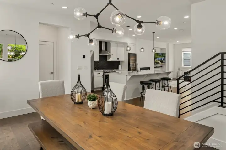 The large dining area is generous enough to host multi- generations for the holidays. The large dining area is generous enough to host multi- generations for the holidays.