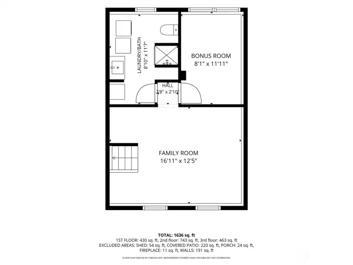 Lower level floor plan showing the bonus room.