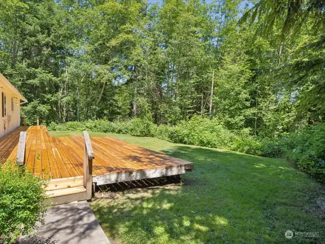 Backyard with deck.