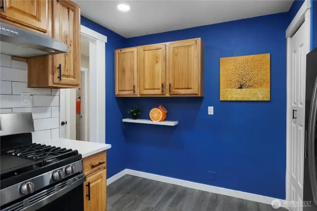 Perfect space at the end of the kitchen next to the pantry for a coffee bar? Pet station?