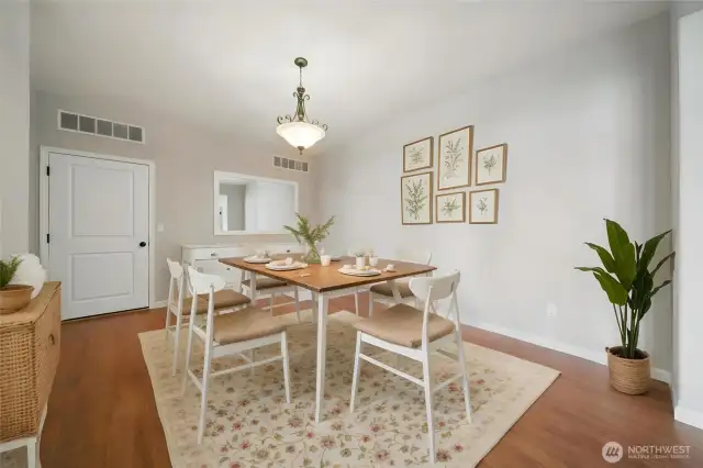 Dining room with built-in buffet Virtually staged