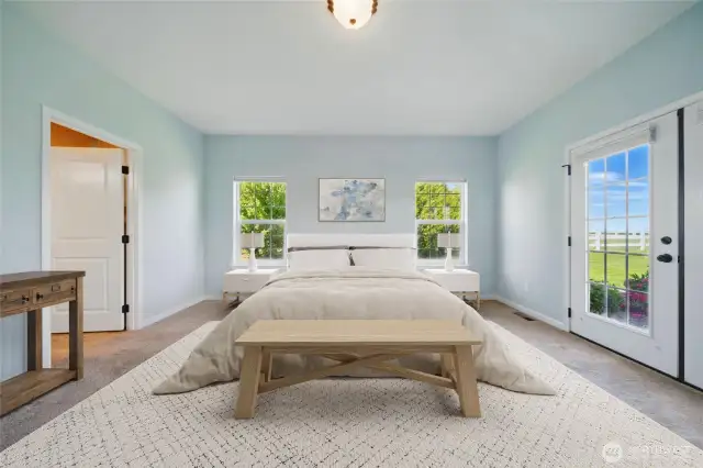 Primary bedroom virtually staged